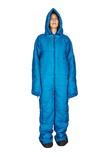 Nanuk Mykonos Blue M – Original Sleeping Bag with Arms and Legs, 3M Thinsulate Filling Makes it Warm, Lightweight & Small in Pack Size