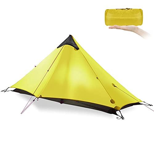 Ultralight Tent 3-Season Backpacking Tent 1 Person/2 Person Camping Tent, Outdoor Lightweight LanShan Camping Tent Shelter, Perfect for Camping, Trekking, Kayaking, Climbing, Hiking, 1 Person, Yellow