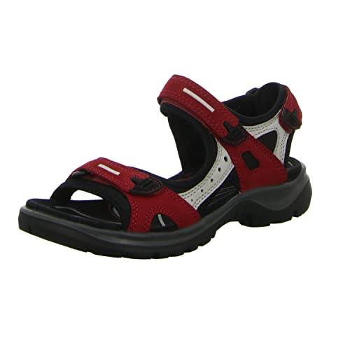 ECCO Women's Yucatan Sport Sandal, Chili Red/Concrete/Black Nubuck, 10-10.5