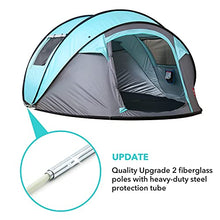 Load image into Gallery viewer, KOMMOT Instant Pop Up Tent for 4 Person, Upgraded Waterproof UV Resistant Portable Family Camping Tent, 2 Mesh Windows &amp;2 Double Layer Doors with Carry Bag, Blue &amp; Grey
