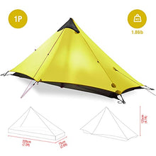 Load image into Gallery viewer, Ultralight Tent 3-Season Backpacking Tent 1 Person/2 Person Camping Tent, Outdoor Lightweight LanShan Camping Tent Shelter, Perfect for Camping, Trekking, Kayaking, Climbing, Hiking, 1 Person, Yellow
