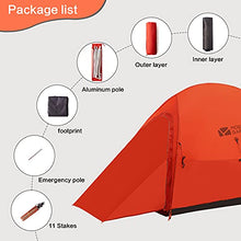 Load image into Gallery viewer, MOBI GARDEN Ultralight Backpacking Tent 2 Persons Lightweight Camping Tent Easy Setup Orange 2.82lb Waterproof Windproof Hiking Trekking Mountaineering 3 Season
