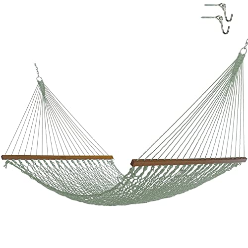 Nags Head Hammocks NH13MDW Double Meadow Duracord Rope Hammock with Free Extension Chains & Tree Hooks, Handcrafted in The USA, Accommodates 2 People, 450 LB Weight Capacity, 13 ft. x 55 in.