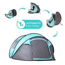 Load image into Gallery viewer, KOMMOT Instant Pop Up Tent for 4 Person, Upgraded Waterproof UV Resistant Portable Family Camping Tent, 2 Mesh Windows &amp;2 Double Layer Doors with Carry Bag, Blue &amp; Grey
