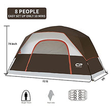 Load image into Gallery viewer, CAMPROS Tent 6 Person-Camping-Tents, Waterproof Windproof Family Dome Tent with Top Rainfly, Large Mesh Windows, Double Layer, Easy Set Up, Portable with Carry Bag - Brown
