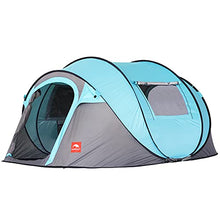 Load image into Gallery viewer, KOMMOT Instant Pop Up Tent for 4 Person, Upgraded Waterproof UV Resistant Portable Family Camping Tent, 2 Mesh Windows &amp;2 Double Layer Doors with Carry Bag, Blue &amp; Grey
