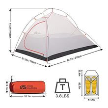 Load image into Gallery viewer, MOBI GARDEN Ultralight Backpacking Tent 2 Persons Lightweight Camping Tent Easy Setup Orange 2.82lb Waterproof Windproof Hiking Trekking Mountaineering 3 Season
