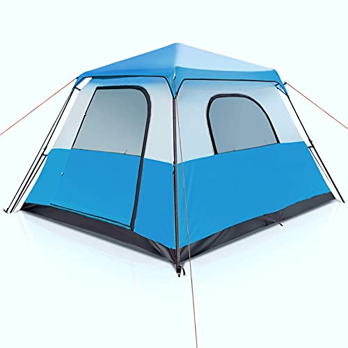 TOOCAPRO Camping Tent Instant Setup 6 Person Pop Up Tents Family Tent Waterproof Sturdy Double Layer Tent Four Season Tents 118*106*71 inch, Blue