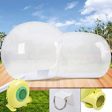 Load image into Gallery viewer, Outdoor Inflatable Bubble Camping Tent Clear Dome Camping Cabin with Quiet Air Blower for DIY Outdoor Family Backyard Camping Stargazing (10ft Transparent Tent + 6.6ft White Tunnel)
