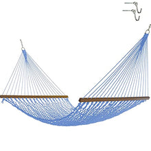 Load image into Gallery viewer, Nags Head Hammocks NH13CHB Double Coastal Blue Duracord Rope Hammock with Free Extension Chains &amp; Tree Hooks, Handcrafted in The USA, Accommodates 2 People, 450 LB Weight Capacity, 13 ft. x 55 in.
