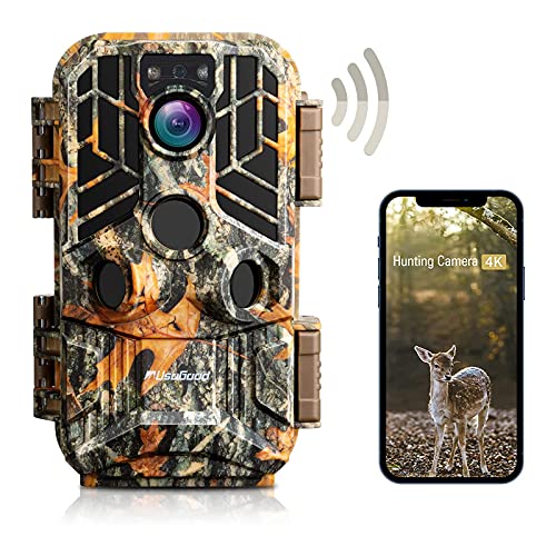 4K/30MP WiFi Trail Camera Bluetooth, usogood Hunting Cameras with No Glow Night Vision Motion Activated Waterproof Game Cam for Wildlife Monitoring, APP Control 65ft Trigger Send Pictures to Phone