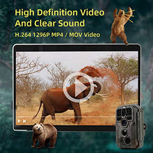 Load image into Gallery viewer, 2-Pack Trail Game Cameras Time Lapse Wildlife Hunting Deer Camera 24MP Photo 1296P Video 100ft Night Vision No Glow 0.1S Trigger Speed Motion Activated Audio Waterproof Password Protected
