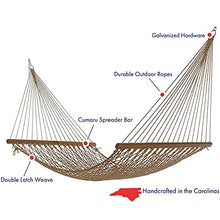 Load image into Gallery viewer, Nags Head Hammocks NH13MOC Double Mocha Duracord Rope Hammock with Free Extension Chains &amp; Tree Hooks, Handcrafted in The USA, Accommodates 2 People, 450 LB Weight Capacity, 13 ft. x 55 in.
