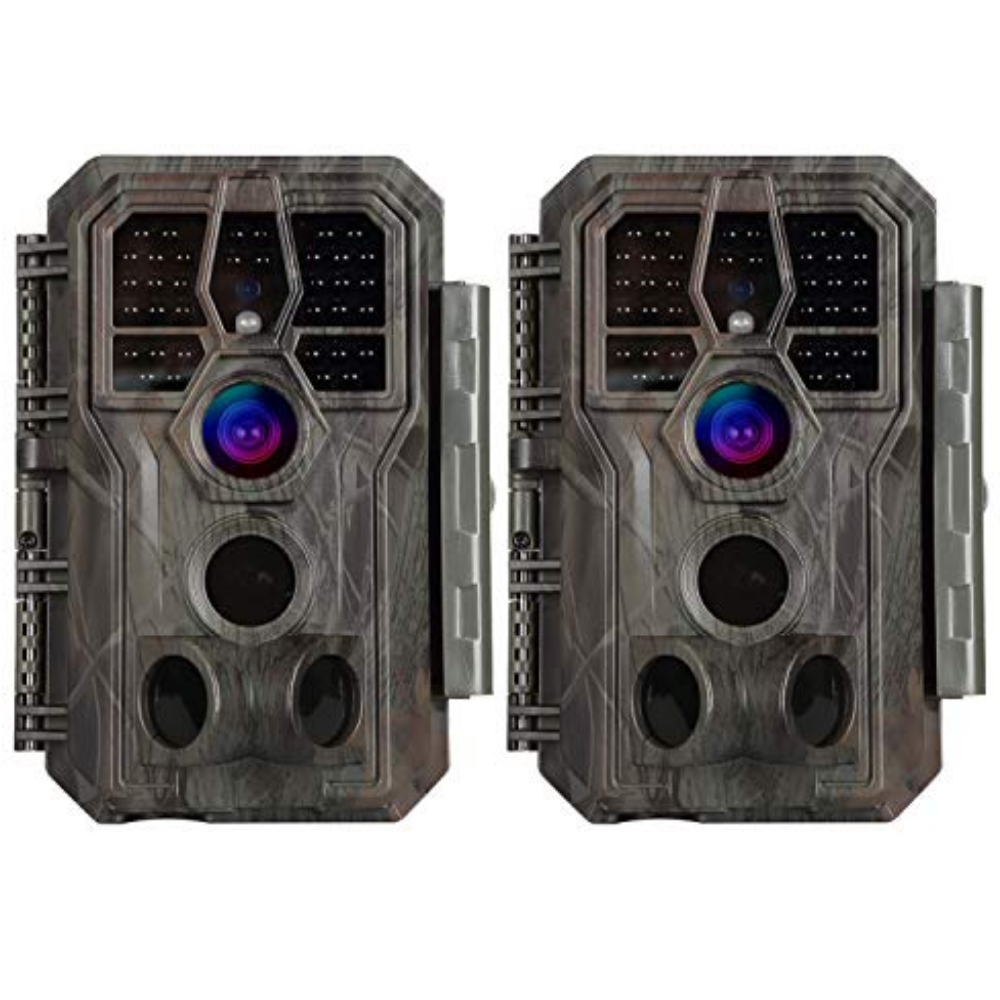 2-Pack Trail Game Cameras Time Lapse Wildlife Hunting Deer Camera 24MP Photo 1296P Video 100ft Night Vision No Glow 0.1S Trigger Speed Motion Activated Audio Waterproof Password Protected